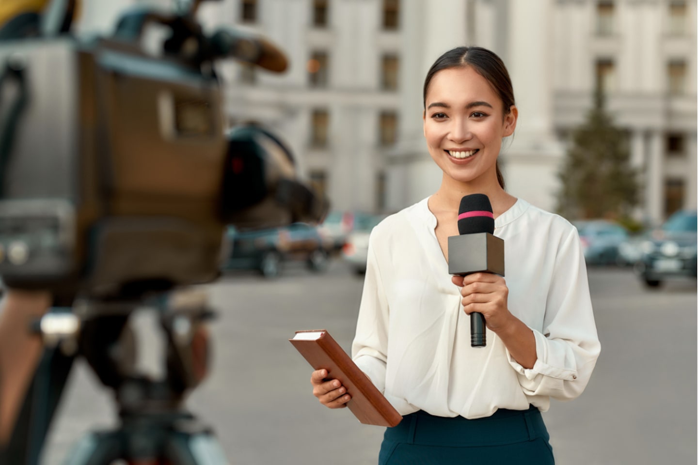 Broadcast reporter on location